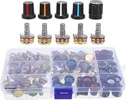 BUGUUYO 1 Set Linear Potentiometer Kit with Control Knobs for Guitar and Audio Equipment Featuring Bk Resistance Options Easy Installation for Beginners and Hobbyists