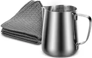 Milk Frother Jug 350ml/12oz with 2 Barista Cloths, Proxima Direct Stainless Steel Frothing Pitcher Steaming Measurements Inside Premium Accessories for Espresso Machine Coffee Foam Cappuccino Latte