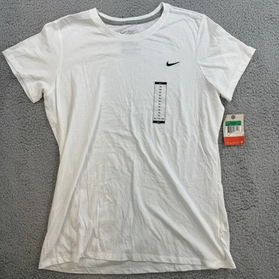 Nike Shirt Womens XL White Swoosh Cotton Tee Short Sleeve NWT