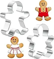 Orapink Gingerbread Man Cookie Cutter Set,2PCS Christmas Gingerbread Man Girl Shape Stainless Steel Biscuit Cutters For Baking
