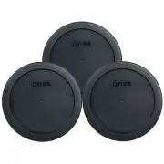 Pyrex 7201-PC 4 Cup Black Round Plastic Storage Lids 3PK for Glass Dish New