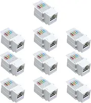 Antrader RJ45/Cat6/Cat5e Tool-Less Keystone Jack Connector Adapter, Keystone Module Connector, for Internet Network Ethernet LAN Cable, with Color Coded Wiring Schema Snap in Stand, 10-Pack