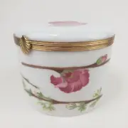 Rare RAYNAUD Limoges pour Yves Delorme Porcelain Floral Trinket Box & Candle