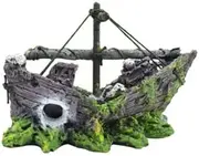 AIMALL Aquarium Fish Tank Boat Ornament Pirate Ships Resin Landscape Underwater Decor - BB Boat 3.15x0.98x1.97in, A080 Ship 5.71x2.17x4.72in