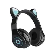 CXT-B39 Girls cat ears luminous head-mounted mobile phone wireless bluetooth headset - black