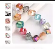 Diagonal Faceted Cube Bead Charms - Loose Spacer Jewelries Making Beads 1pack
