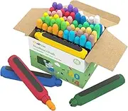 60PCS Dustless Chalk for Kids, Wet-Erasable Crayon-Touch Colored Sidewalk Chalk with 4 Holders, Non Toxic Toddler Chalks Drawing Writing Chalkboard Chalk Art Tool