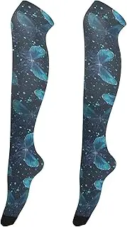 [Caihoyu] Over-Knee Stockings for Women Lightweight Extra Long High Thigh Socks Warm Over Knee Socks for formal Events Blue Butterflies, Blue Butterflies