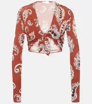 [Rabanne] Rabanne Paisley crop top AU 14 red