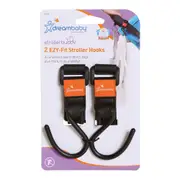 2pc Dreambaby Ezy-Fit Hooks Hanger Organiser Attachment For Stroller/Pram Black