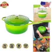 Versatile 7.3Qt Enameled Cast Iron Dutch Oven with Lid - Sturdy Green Cookware