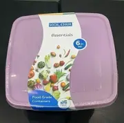 6 Plastic Snack Box Square Container Airtight lid Large to Small Microwave Safe