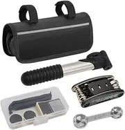 AIMALL Bicycle Repair Tool Kit with Saddle Bag, Portable Multifunctional Wrench Set, Mini Air Pump, Reflective Strip for Road & Mountain Bike Maintenance