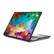 MacBook Pro 16-inch (M1 - M4) Impact Case WELCOME TO UTOPIA - Rainbow Neon Colorful Fine Art Abstract Acrylic Mixed Media Painting Fairy Forest Garden Landscape Trees Flowers Floral Nature Chic Fantasy Summer Design