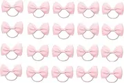 ZOONAI 20Pcs Baby Girl Toddlers Hair Bows, Mini Elastic Hair Ties Accessories Bow Ponytail Holder Rubber Hair Bands for Girls Kids Teens (Pink, One Size)