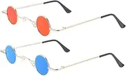 [VALICLUD] 2pcs Vintage Steampunk Sunglasses Lightweight Metal Frame Eyewear with UV for Parties and Everyday Use Retro Mirrored Shades Lenses