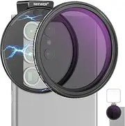 NEEWER 67mm Clip On Variable ND2-ND32 Phone Lens Filter Kit, Phone Clip with Magnetic Adapter Ring/Cold Shoe/Locking Knob, HD ND Filter for iPhone 16 15 Pro Max Plus 14 13 Galaxy S22 S23 S24 Ultra