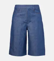 ['S Max Mara] 'S Max Mara Eric cotton and linen twill shorts UK 12 blue