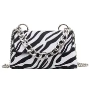 Vintage Plush Chain Flap Shoulder Handbag Casual Women Animal Pattern Small Street Travel Messenger Bag Commuter Phone Purse