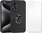 Case Compatible with Oppo A78，Compatible with Oppo A78 Phone Case Cover [Screen Protection Film] [Car Magnetic Metal Stand] Bla