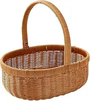 STARTIST Flower Baskets, Hand Woven Storage Basket, Rustic Farm Fruit Basket, Picnic Basket for Fruit, Wedding Decoration, L