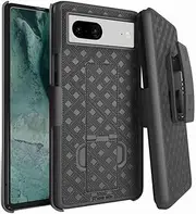 Rome Tech Holster Case with Belt Clip for Google Pixel 7a - GWKK3, GHL1X - Slim Heavy Duty Shell Holster Combo - Rugged Phone Cover with Kickstand Compatible with Pixel 7a - Black