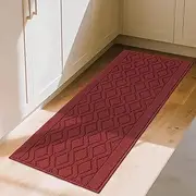 COSY HOMEER-Kitchen-Rugs-and-Mats 20"x48" Non Slip Kitchen Mats for Floor Absorbent Washable Kitchen Runner Standing Floor Mat for Sink Mat,Entry,Laundry,Polypropylene,Red