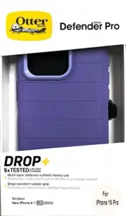 OtterBox Defender Pro Series Case and Holster - iPhone 15 Pro-Purple Majesty