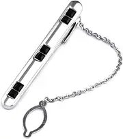 [KUHBDIE] Black Six Diamond Tie Clip Metal Business Tie Clip Set with Square Diamond Tie Clip