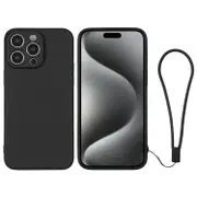 For iPhone 15 Pro Case, Soft Silicone Cover, Black