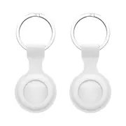 [2 pack] MEZON White Silicone Protective Case Holder for Apple AirTag Tracker with Keychain Ring (Silicone, 2x White)