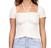 NEW W TAGS Sanctuary Women's Cap Sleeve Halter Top in Powdered Sugar, XL