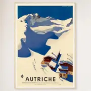 Galrie Austria Autriche Vintage Ski Poster - Retro Art from the Mid-20th Century Artwork, Wood Frame, A4 21 x 30cm (8 x 12inch)