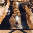 Black Epoxy Resin Farmhouse Furniture Dining Table Office Meeting Entryway Desk