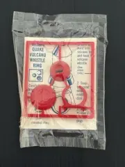 NEW Vintage 1966 QUAKE Volcano Whistle Ring Red SEALED Quisp Cereal Premium