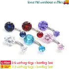 2PCS Belly Bars Piercing Zirconia Surgical Steel Navel Rings Studs Body Piercing