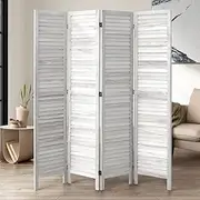 Oikiture Folable Room Divider 4 Panel Privacy Portable Screen White