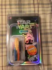 STAR WARS RETRO STORMTROOPER PROTOTYPE ACTION FIGURE-YELLOW HEAD-IN DISPLAY CASE