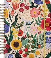 RIFLE PAPER CO. 2024 Blossom 17-Month Hardcover Spiral Planner - Aug. 2023-Dec. 2024, Weekly and Monthly Pages, Includes Inspirational Quotes, Sticker Sheets, and Illustrated Pocket Folder. 10" x 8.5"