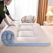 Japanese Style Floor Mattress Futon,Portable and Foldable Camping Mattress,Soft and Fluffy Student Dormitory Sleeping Mats for Guest Bed(Blue,Twin(35" x 80"))