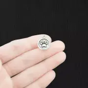 BULK 30 Paw Print Antique Silver Tone Charms - SC596