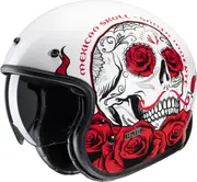 HJC V31 Desto Retro Jet Helmet, white-red, Size M for Men White Red
