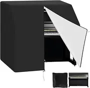 KY-HUAEN Upright Piano Cover, Heavy Duty Piano Full Cover 600D Dustproof Waterproof, Silver-coated Oxford Fabric Piano Protective Cover Black, Block Sunlight, Moisture, Dust