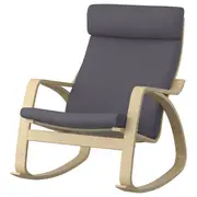 POÄNG rocking-chair, birch veneer/Skiftebo dark grey