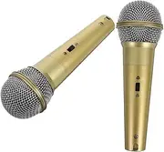 2pcs Simulation Microphone Model Game Show Props Simulation Microphone Model Fake Mic Music Studio Decor Stage Performance Props Costume Plastic Golden