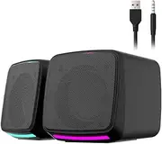 PC Speakers, USB Powered Speaker Set, Jack AUX 3.5mm,Portable Mini Speaker for Laptop Smartphones MAC, Colorful RGB Lights