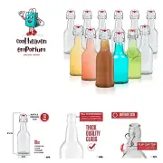 16 Ounce Clear Swing Top Glass Beer Bottles for Home Brewing - Carbonated Dri...