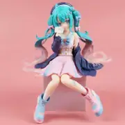 Hatsune Miku Anime Pink Sakura Sitting Position PVC Action Figure Model Toy Gift