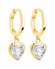 Sterling Forever 14K Over Silver CZ Lizzy Heart Drop Earrings