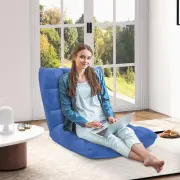 CostwayFloor Chair with Back Support with 14-Position Adjustable Back and Thick Sponge Padding-Navy